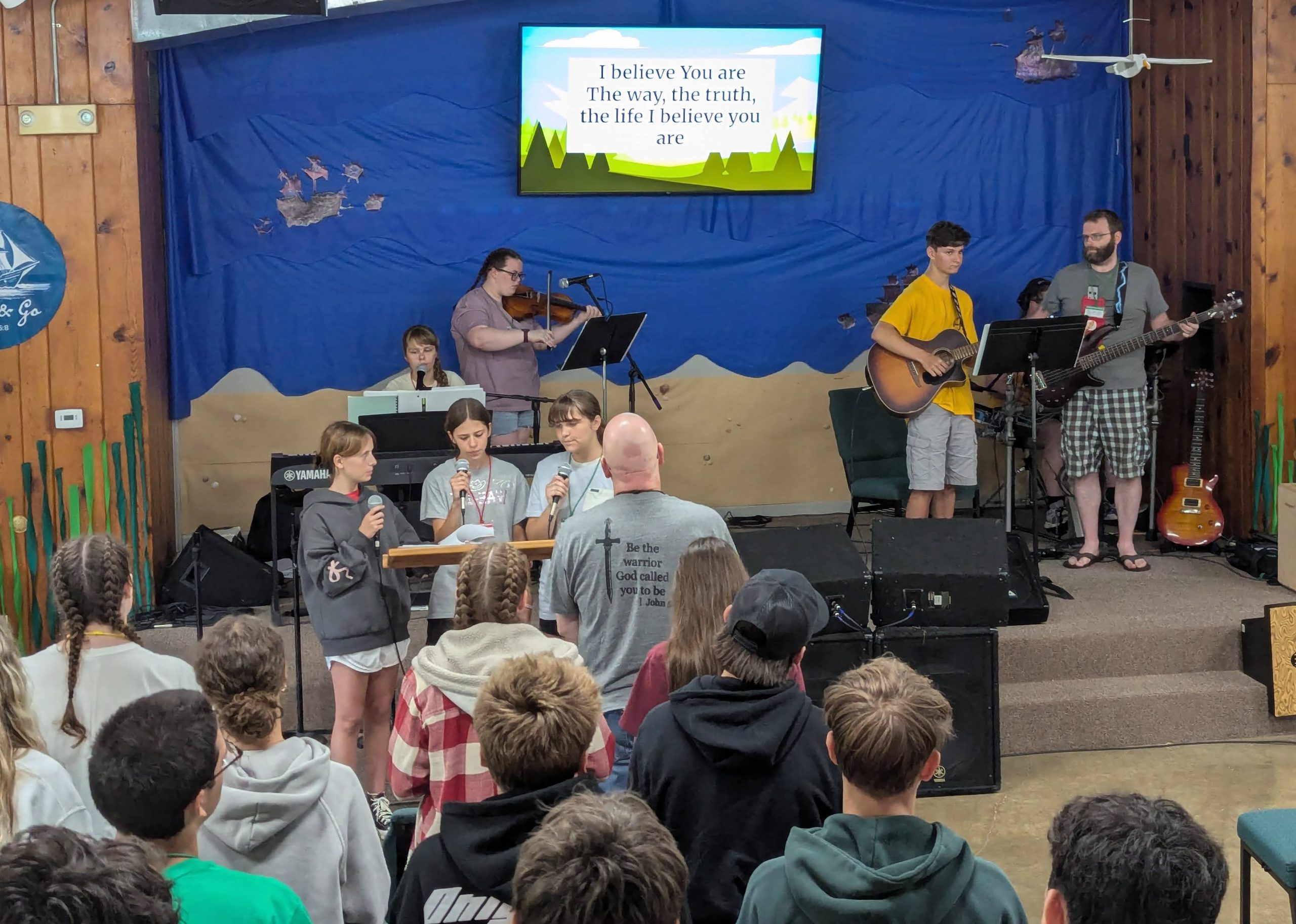 photo of youth lead music at daily chapel service