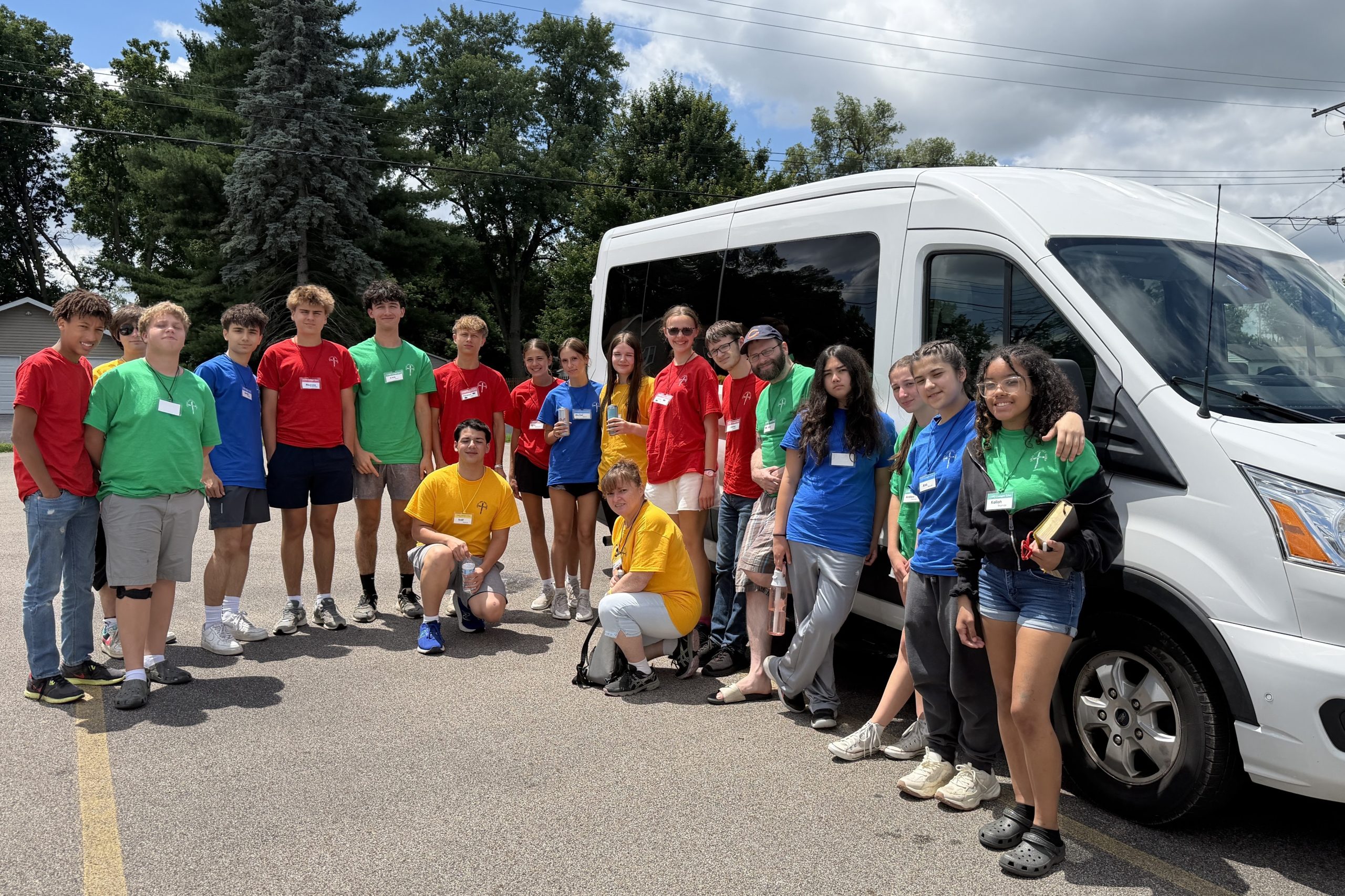 Youth from Great Lakes Bible Camp arriving at the mission