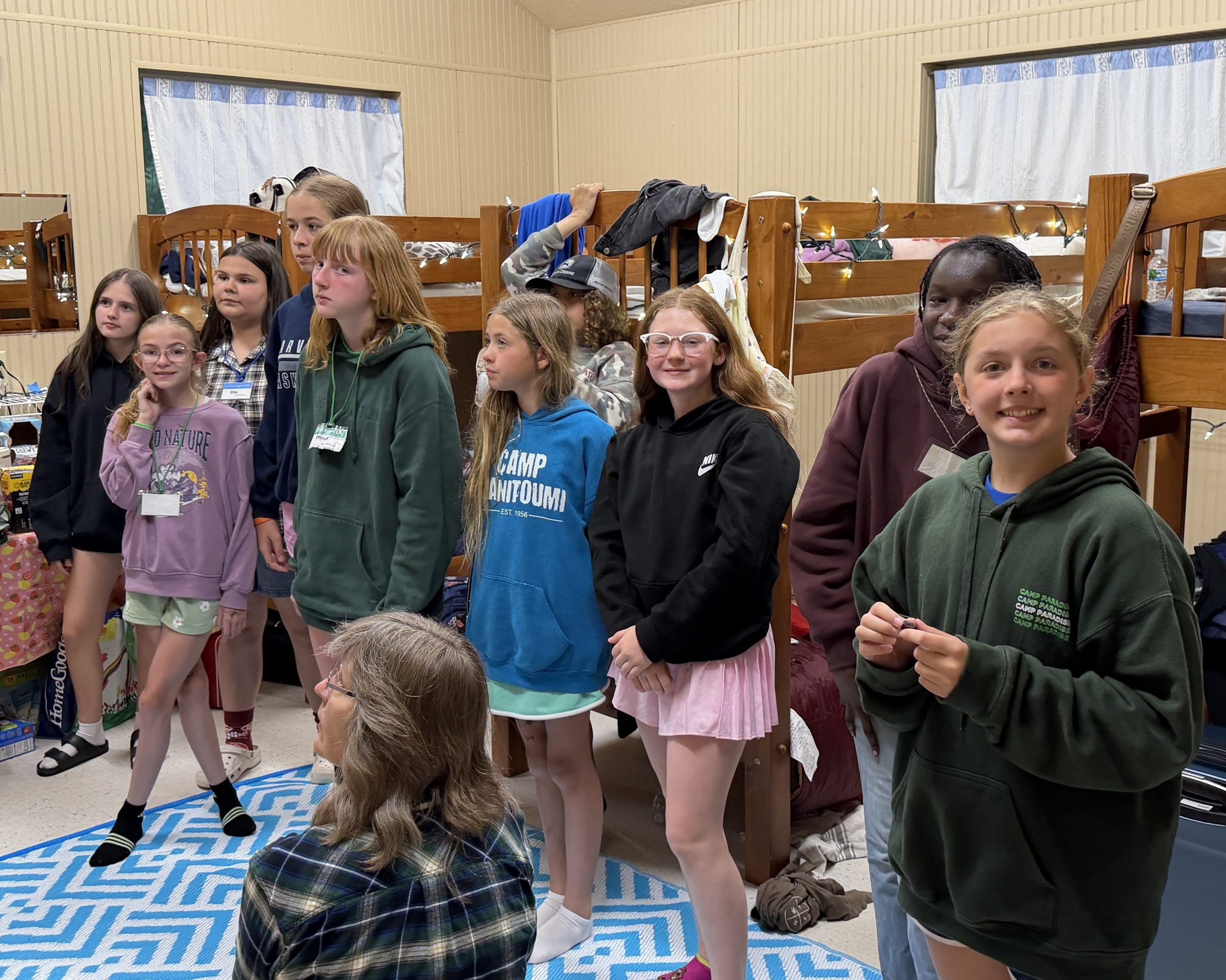 girls in the Dove cabin at Great Lakes Bible Camp